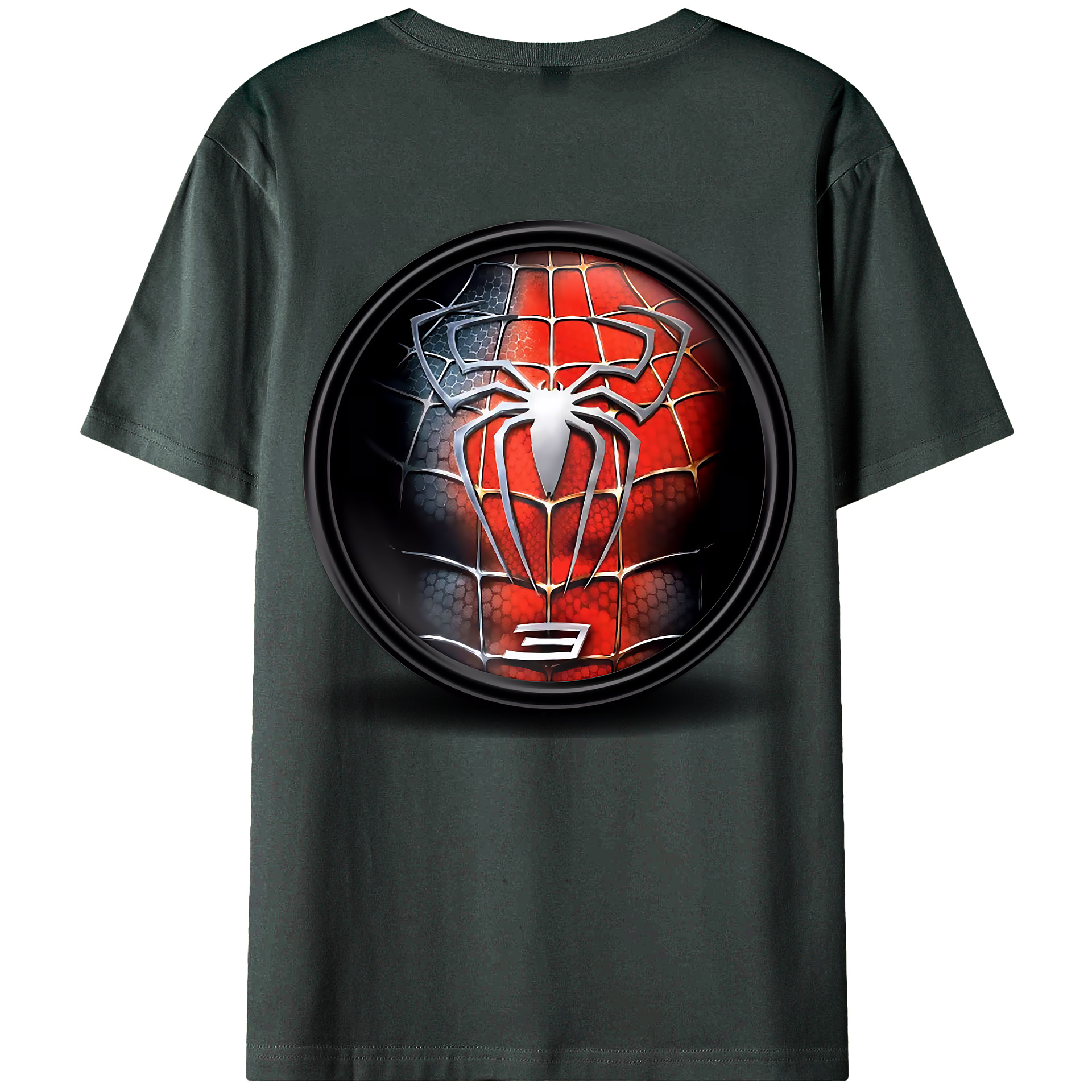 （画像用） Spider Man スパイダーマン 綿100％ メンズ半袖Tシャツ（バックプリント） 通気性